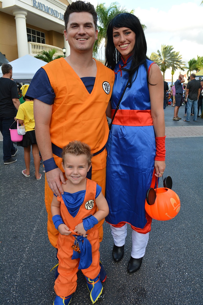 Lakewood Ranch's Chris Barbato with his girlfriend Jeralynne Russell and her son, Michael Hannigan, dressed as characters from Dragon Ball Z.