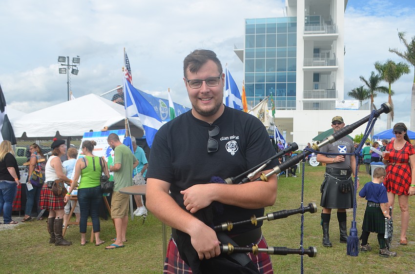 Venice's Mark Macphee performed the festival on his bag pipe.