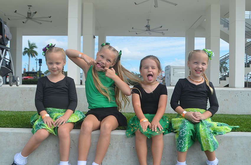 Fiona School of Irish Dance's Georgia Histon, 4, Charlee Histon, 6, Ava Kelly, 5 and Stella Histon, 4, get ready to perform an Irish dance.