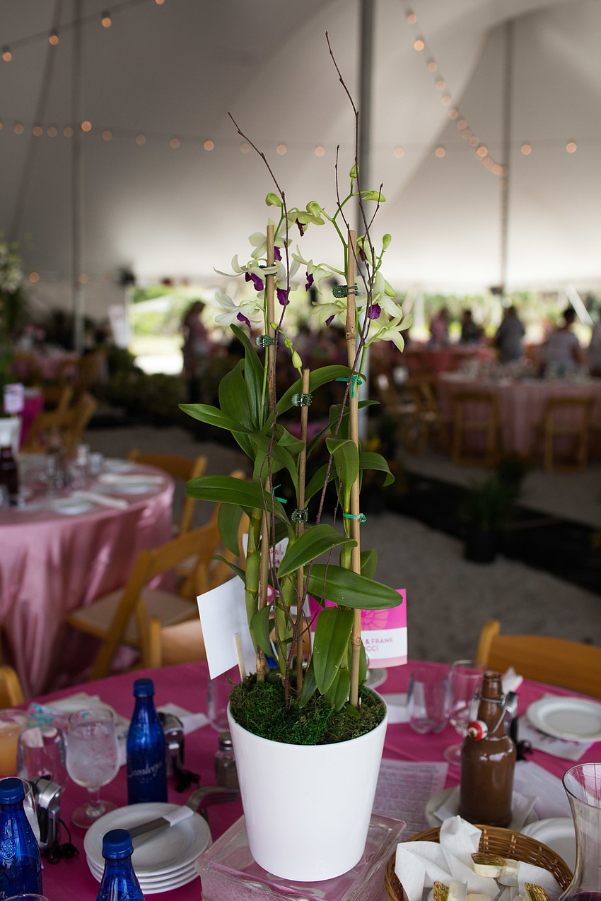 Guests could purchase an orchid centerpiece for $25.