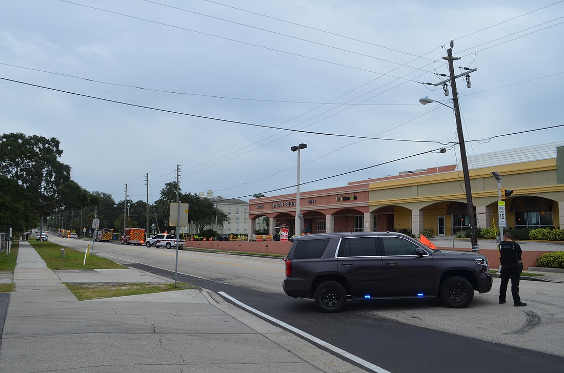 A portion of the Midtown Plaza shopping center at Tamiami Trail and Bahia Vista Street was evacuated as a precautionary measure, the county said.