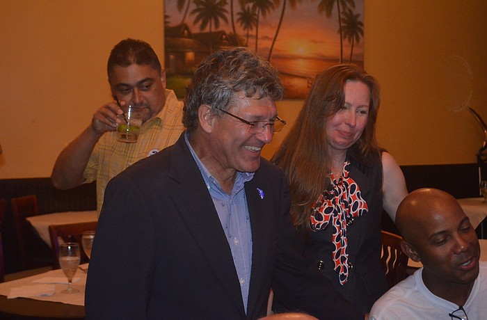 Scott Hopes celebrates his win with his wife Ronda Hopes.