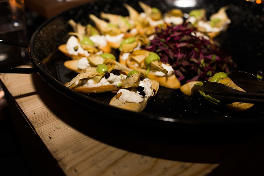 Appetizers from Michael's On East were served outside the wine cellar.