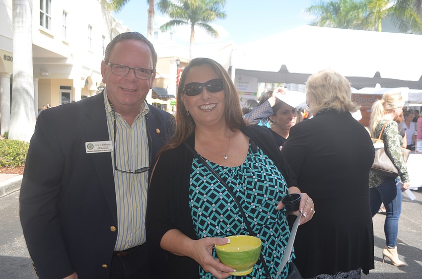 Bradenton's Gary Tibbetts and Valerie Tibbetts are buying a bowl for Valerie's best friend Jenny Lock, who loves cats, and so they pick out a bowl with a cat on it.
