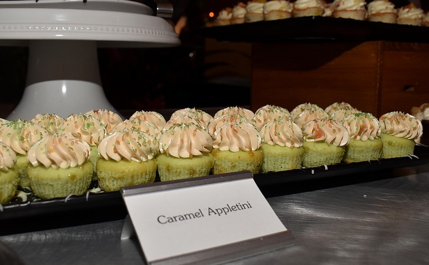 In addition to stone crab and various dishes, a dessert bar was open including these mini carmel appletini cupcakes.