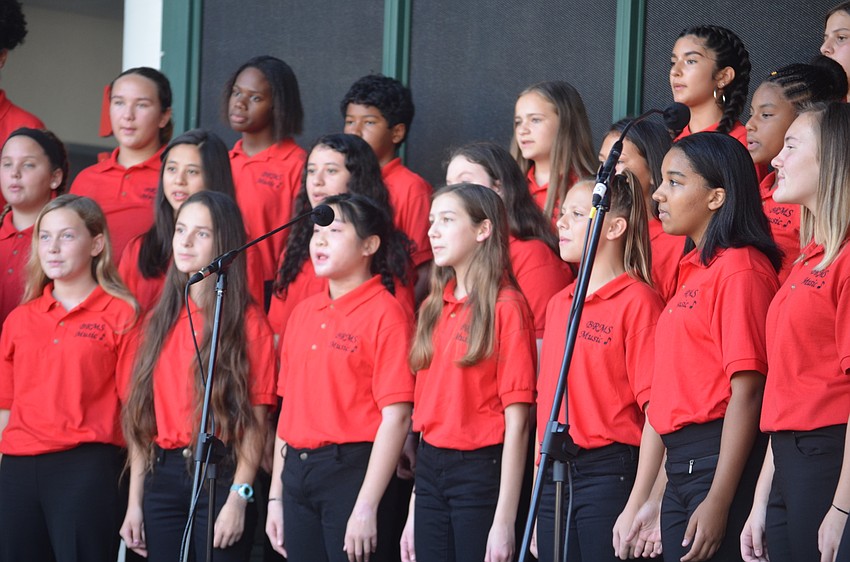 The Braden River Middle School choir serenades veterans during the ceremony.