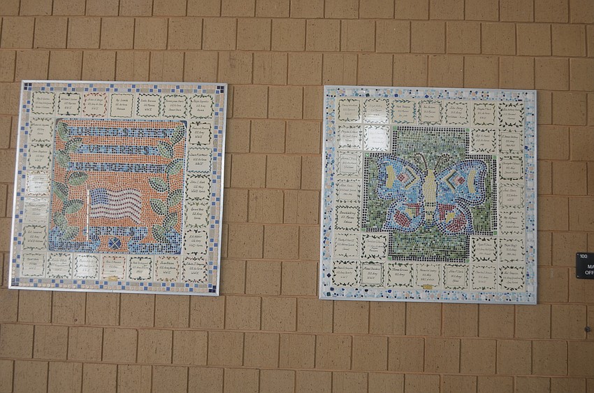 The mosaics made for the Veterans Day ceremonies hang in the school for years to come.