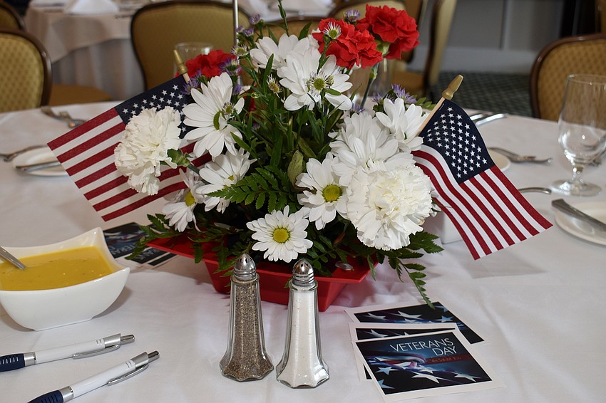 Patriotic centerpieces decorated each table.