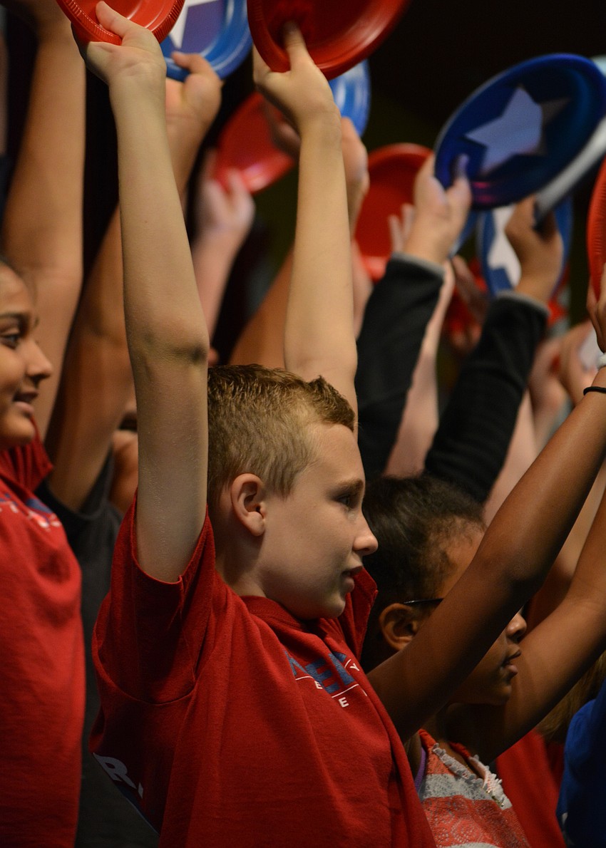 Tyler Owens sings about freedom with the rest of his fifth-grade class.