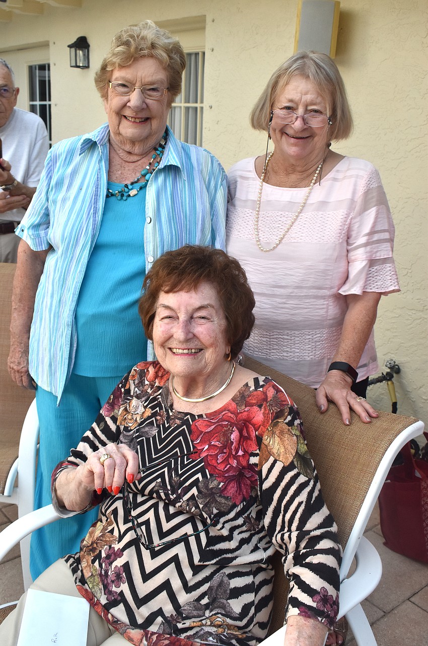 Longtime library volunteers Joan Pisoni, Ruth Strauss and Marcia Sexton