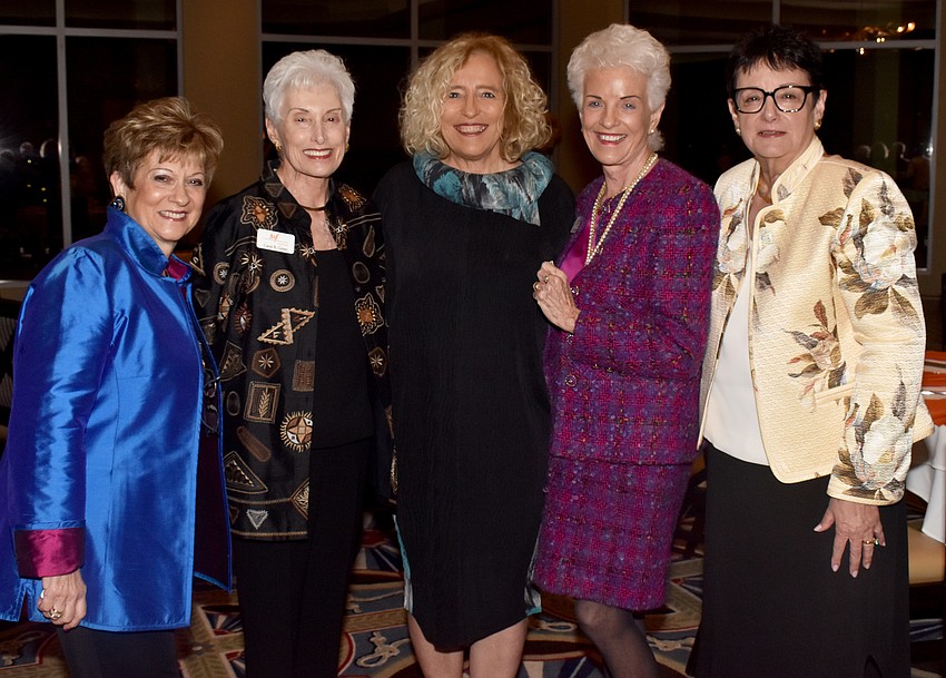 Janice Zarro, Chapter Founding President Carol B. Green, speaker Mina Teicher, Kay Wight and Suncoast Chapter President Linda de Mello