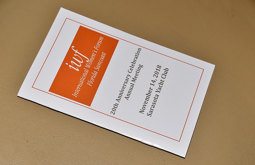 The meeting was celebrating the 20th anniversary of the Florida Suncoast Chapter of the International Women’s Forum.