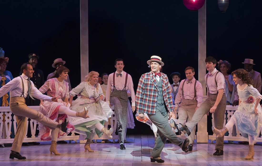 The cast of Asolo Rep&#39;s production of "The Music Man" performs a tap number. Photo by Cliff Roles