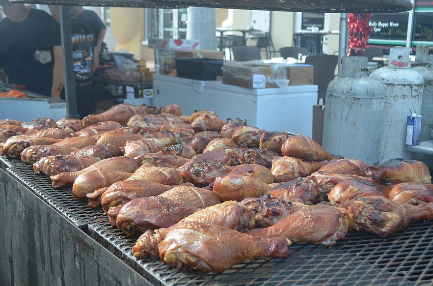 Seafood isn't the only option at the festival, there is also turkey legs on the grill.