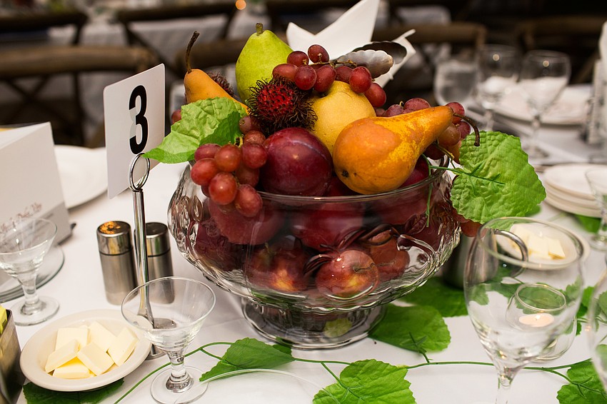 Guests could purchase the centerpieces, bowls of real fruit, for $10.