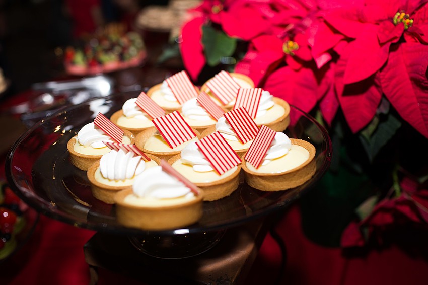Many sweet desserts were on the dessert bar.