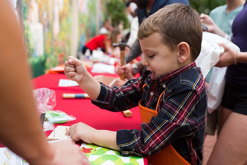 Maverick Vitale's favorite part of the event is the wood working.