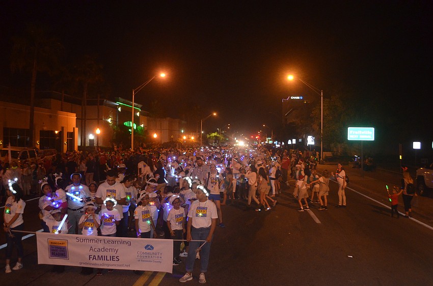 The bands from different schools lined up before the parade starts