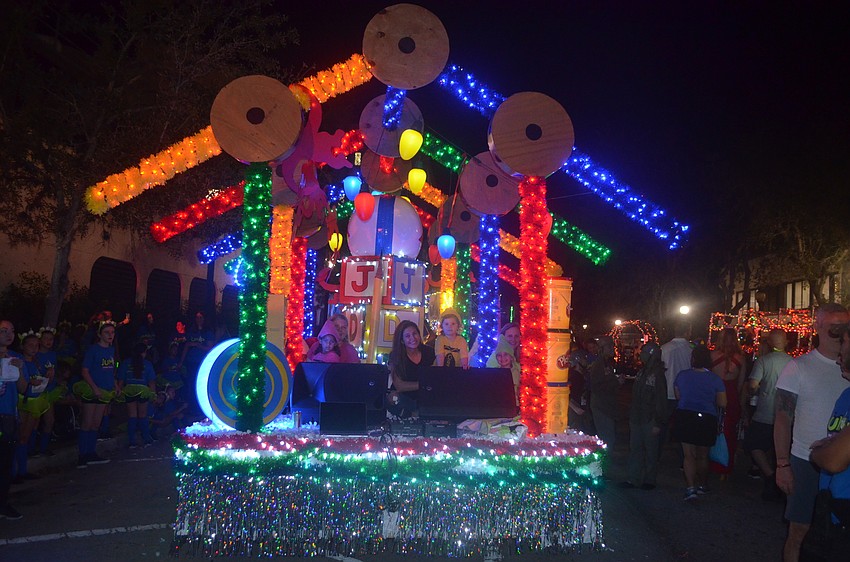 The floats were extravagantly decorated this year, like this one from Jump Dance Company.