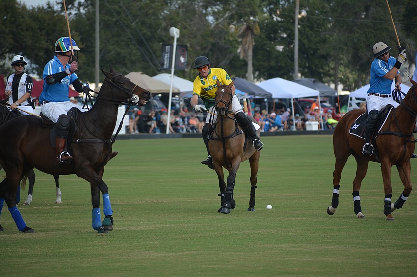 Joe Wayne Barry of Whiskey Road scores a goal in the first half against Hillcroft.