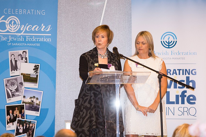 Co-Chairwomen Susan and Michelle Mallitz welcome guests to the luncheon.