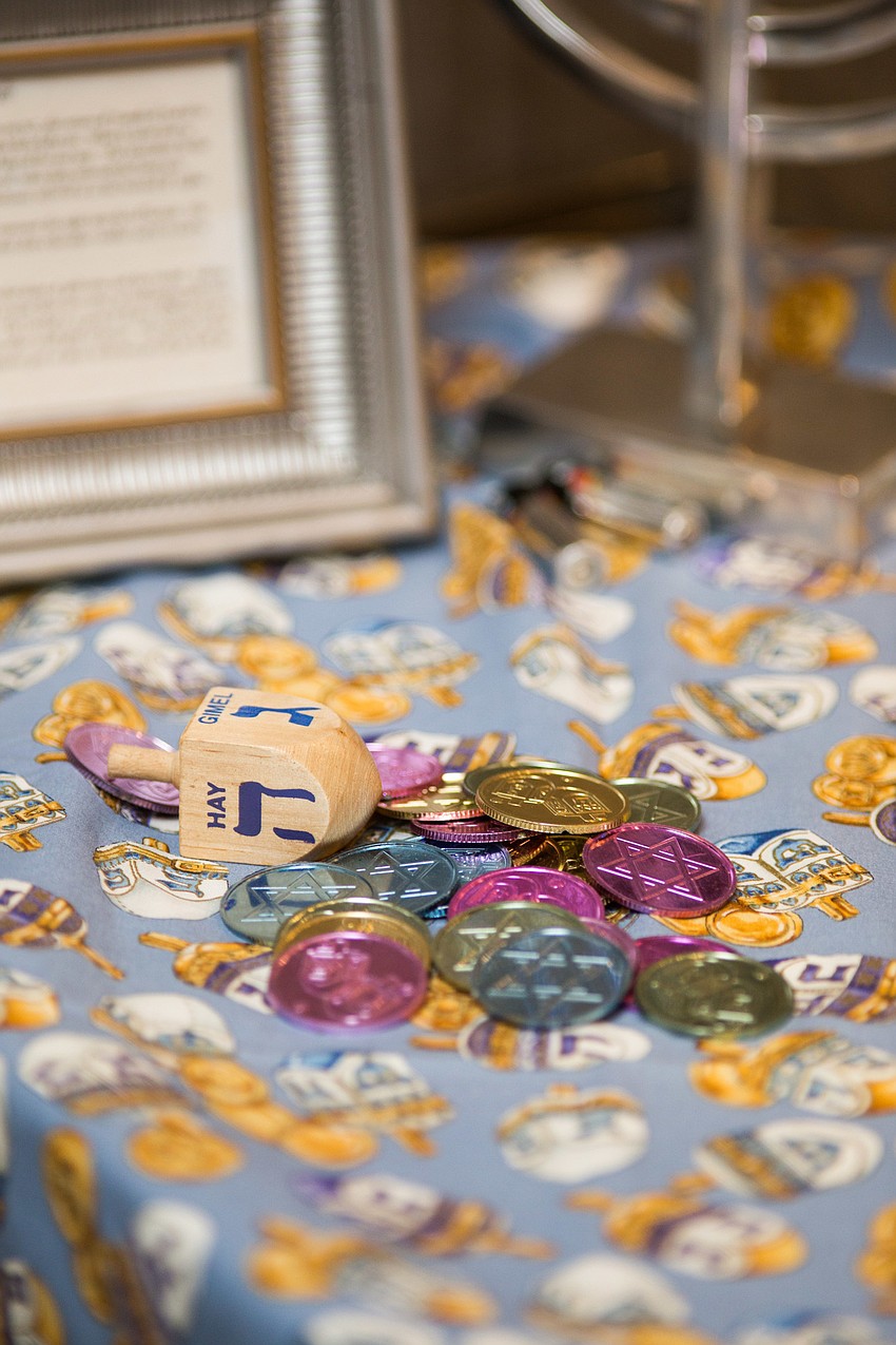 The Jewish holiday Hanukkah is Dec. 2 - 10, so a table celebrating the season was set up.