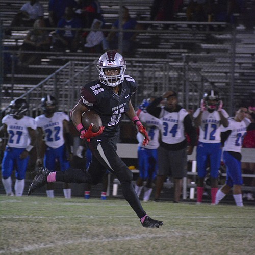 Zy Grable takes a punt return to the end zone against Riverview (Hillsborough).
