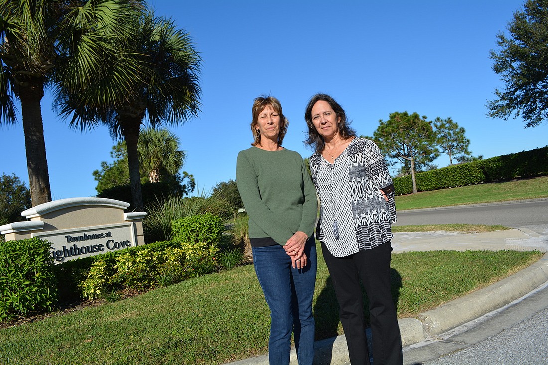 Lighthouse Cove residents Angela DeAngelis and Eileen Bland  say residents in their communities have considered gating roads before, but development of a new plaza is spurring action.