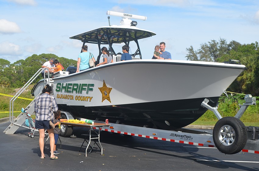 Visitors got to climb into the sheriff's boat.
