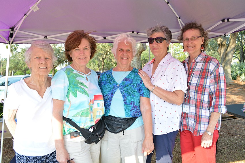 Unitarian Universalists Lakewood Ranch members Vinnie Burns, Bev Goodwin, Mae Steg, Pat Rosenof and Jane Yoder sell handmade items to raise funds for Turning Points, a nonprofit that assists the homeless.