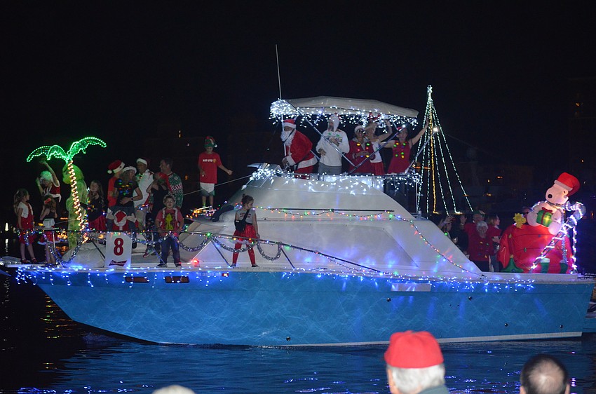 The boats took it upon themselves to play Christmas music to hype up the crowd.