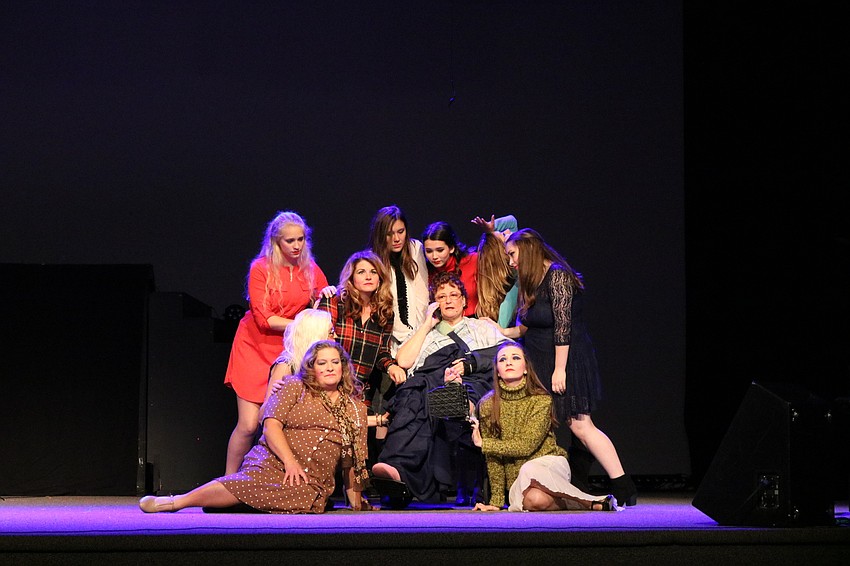 The Church Ladies gathered around Helen, the former pageant director, who had an accident and is in the hospital. 
Photo by Debby Hradek.