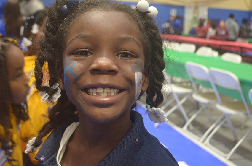 Trinity Jackson got her face painted during the party.
