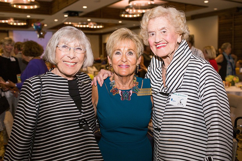 Gerri Aaron, Bunny Skirboll and Betty Schoenbaum at Compeer Sarasota’s annual luncheon April 9.