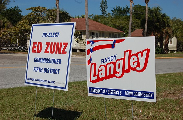 In 2018, Randy Langley ran against Ed Zunz for a town commission seat. Today, only one of those signs would be allowed, and it would be 1-foot square.