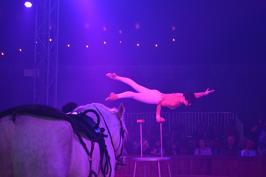 Ekaterina Borzikova presents her amazing acrobatic skills during the show.