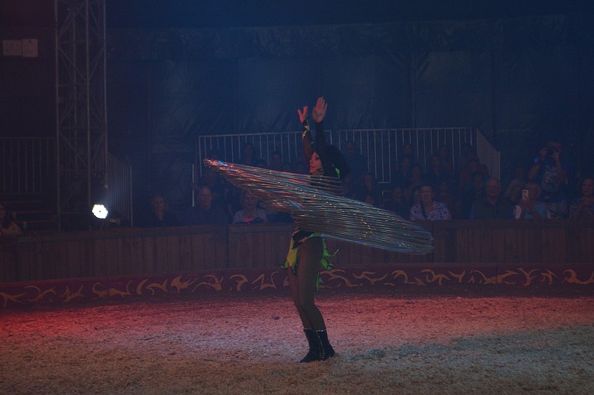 Olena Deshko amazes the crowd with her rings performance.