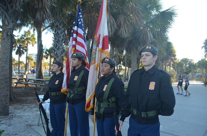 Riverview ROTC Cadets Olivia Ball, Kayla Wan, Alena Nguyen and Romeo Tomasovic  carried the flags in.