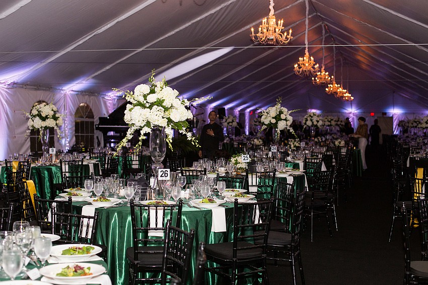 A tent was set up outside the Sarasota Opera House for dinner.
