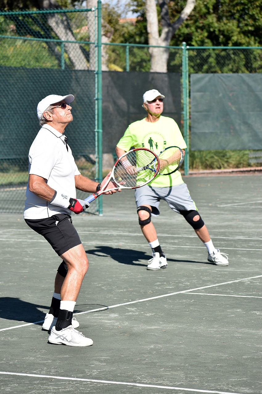 David Schwartz and Charlie Muntan compete in a doubles match on Friday, Jan. 11.