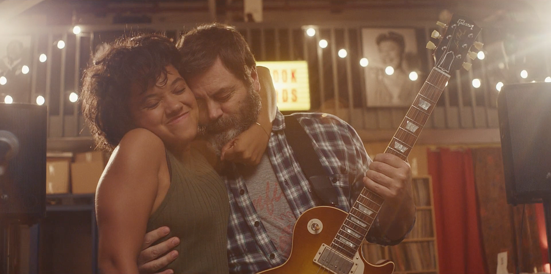 Kiersey Clemons and Nick Offerman in "Hearts Beat Loud." Photo source: Kanopy.