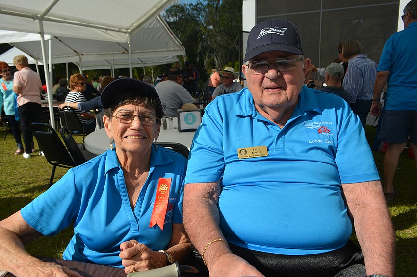 Elks members Joanne DiCarlo and Jack Unger worked the sign-up station.