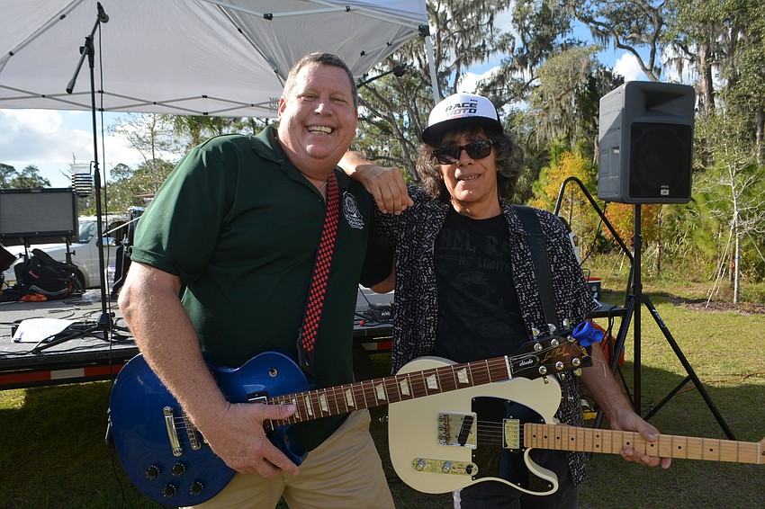 Elks member Geno Panzer says he was trying to get fellow guitarist Stuart Newman to join the club during the open house. They play for the IPA Band.