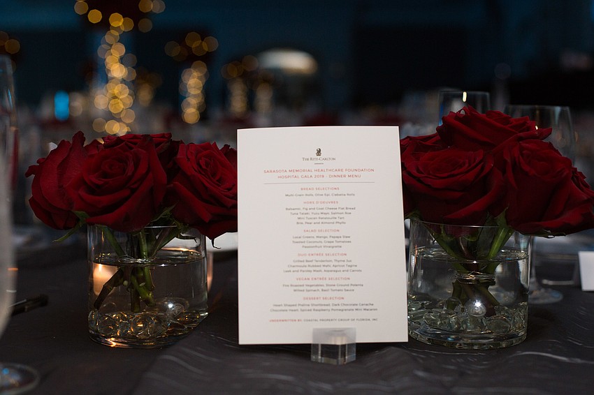 Dinner menus were displayed on the tables.
