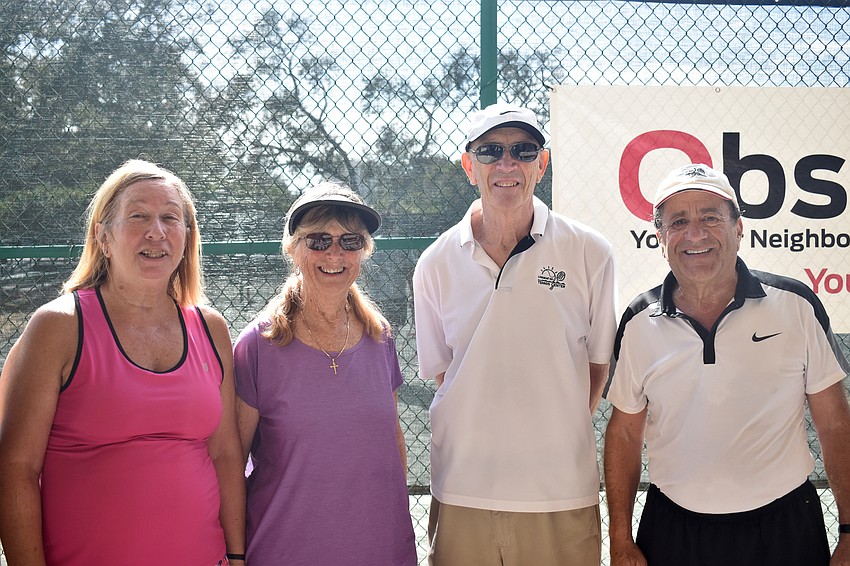 Division 5 runners-up Sandie Joseph, Barbara Harbin, Keith Tschannen and Sam Roth