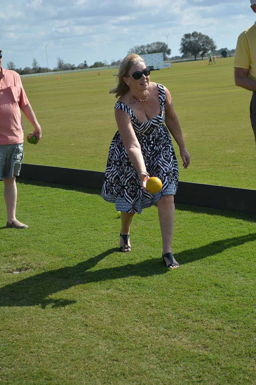 Lakewood Ranch's Victoria Ross shows her Bocce form before the polo match.