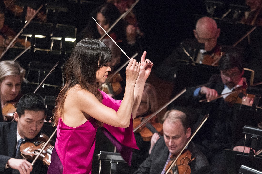 Sarah Hicks served as guest conductor for the Sarasota Orchestraâ€™s â€œLa La Land in Concertâ€ performances. Courtesy photo