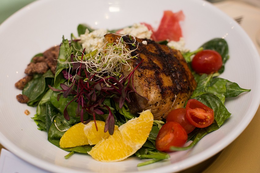 Salmon was served for lunch.