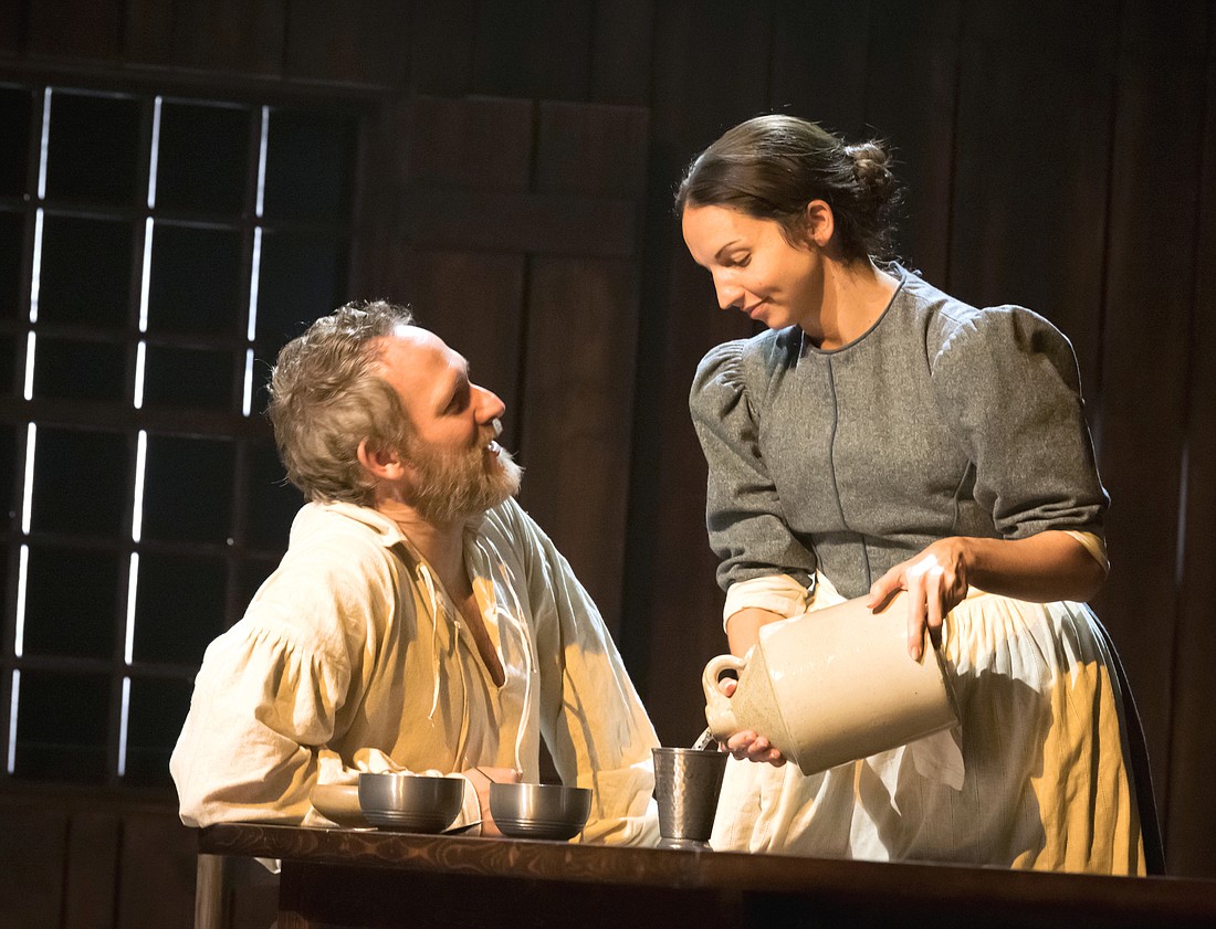 Coburn Goss and Laura Rook act in "The Crucible." Photo by Cliff Roles