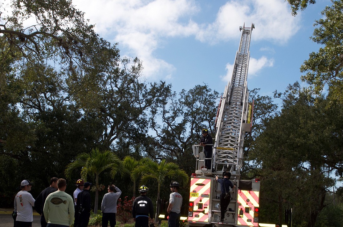 75-foot ladder can reach buildings five to six stories high.